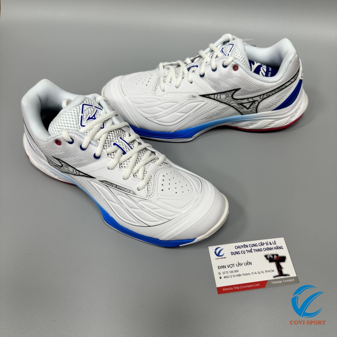 Giày Cầu Lông Mizuno Wave Fang 2 Chính Hãng (Trắng Xanh - 71GA231330) New 2024
