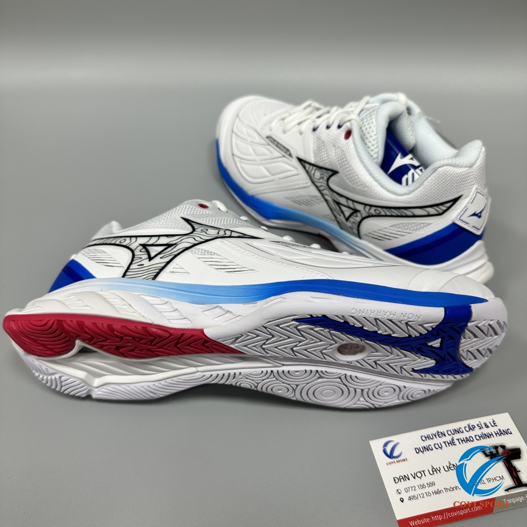 Giày Cầu Lông Mizuno Wave Fang 2 Chính Hãng (Trắng Xanh - 71GA231330) New 2024